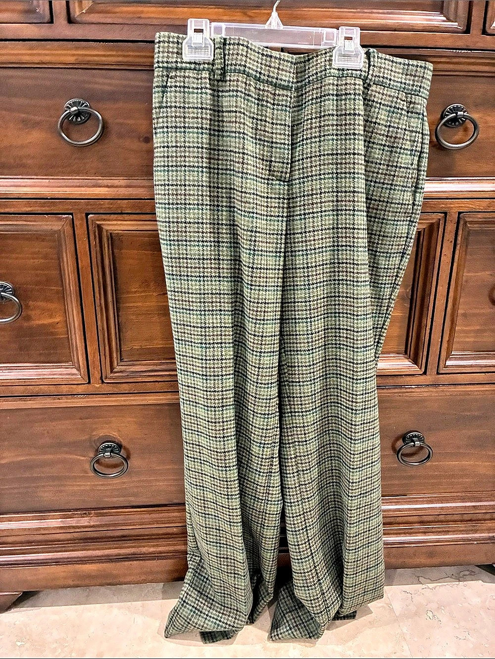 NWT! Ann Taylor The Jayne Trouser Plaid Wide Leg Green & Black Size 10
